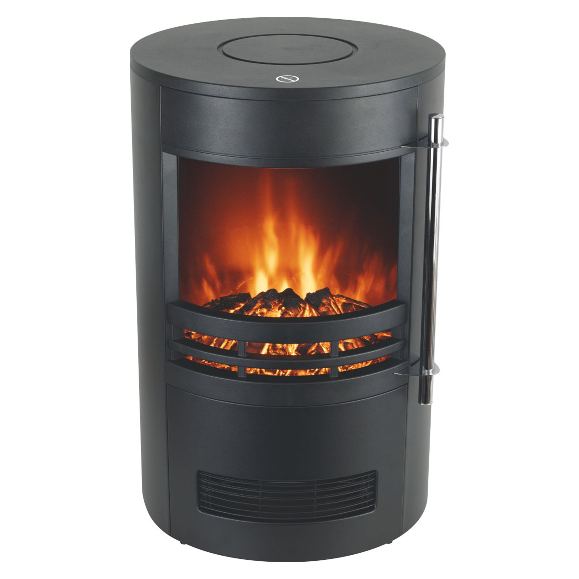 Semineu electric 2000W, 2 trepte incalzire, termostat, efect flacara reala, cuplabil individual, rotund - imagine 4